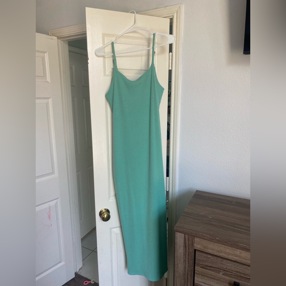 Vici sea green dress side slit